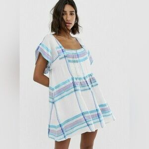 Free People Blue and White Striped Mini Dress
